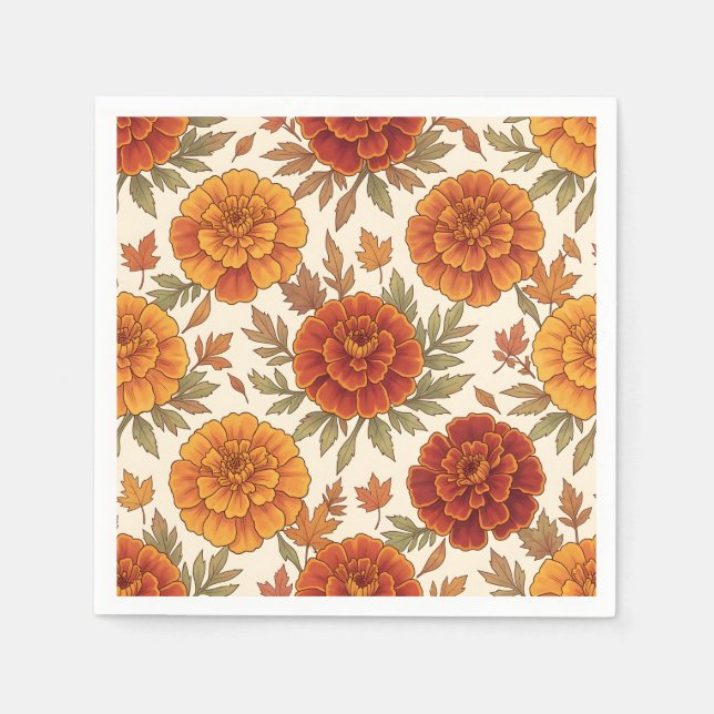 Höstsammetblomma blomster mönster pappersservett (Framsidan)
