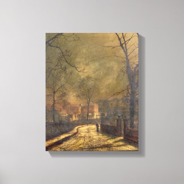 Höstscen, Leeds, 1874 (olja ombord) Canvastryck (Framsida)