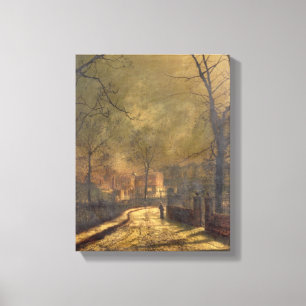 Höstscen, Leeds, 1874 (olja ombord) Canvastryck