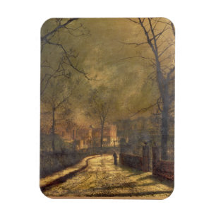 Höstscen, Leeds, 1874 (olja ombord) Magnet