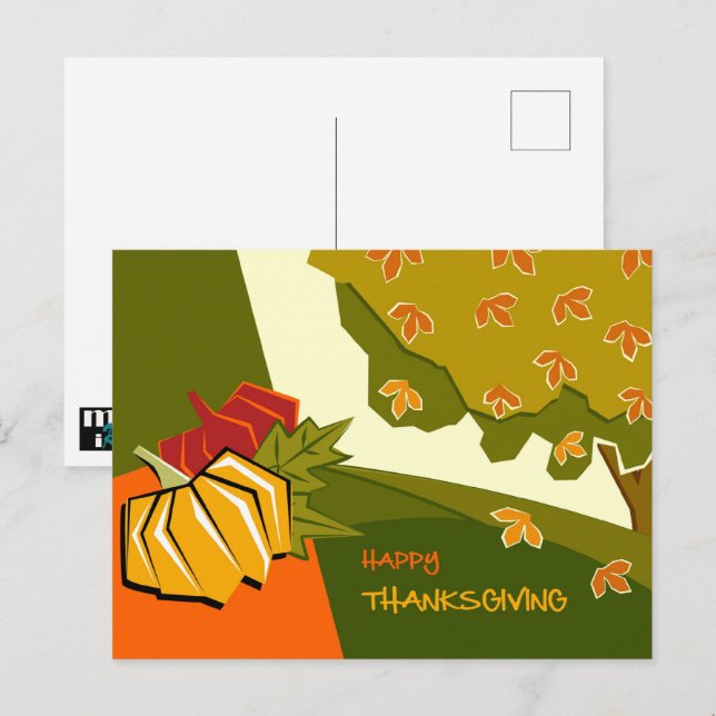 Höstscenario och Thanksgiving för pumpning Vykort (Fram/baksida)