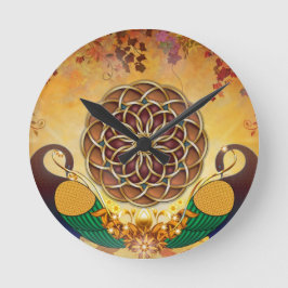 HöstSerenademandalaen av de två påfåglarna tar tid Rund Klocka