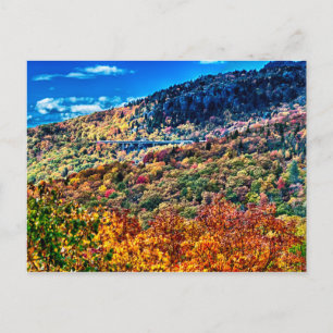 höstsesong morgon på blue ridge parkway berg vykort