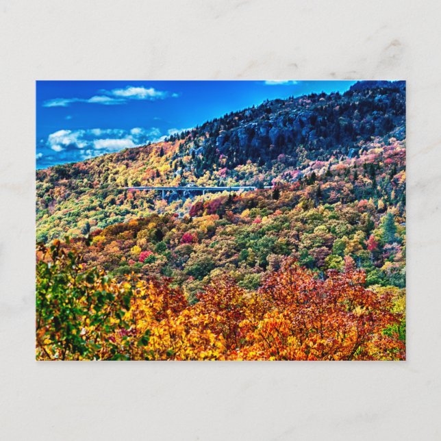 höstsesong morgon på blue ridge parkway berg vykort (Framsida)