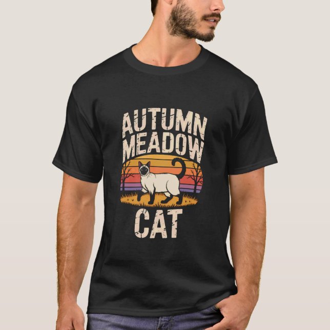Höstsiameskatt Retro Fält 1 T Shirt (Framsida)
