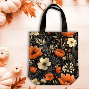 Höstsidors Orange och Cream Bold Blooms Tygkasse