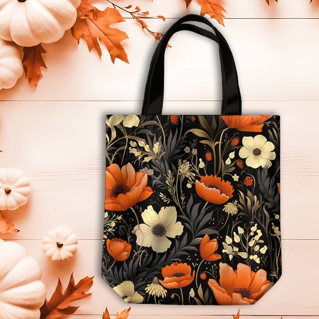 Höstsidors Orange och Cream Bold Blooms Tygkasse (Skapare uppladdad)
