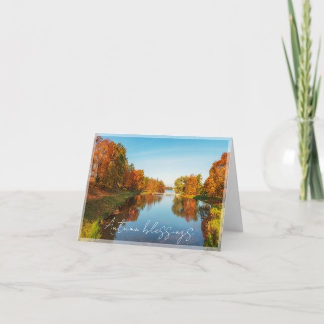 Höstsjön med anpassad text kort (Framsida)