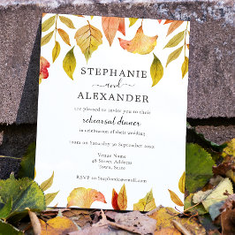 Höstsjunkande Löv Bröllop Rehearsal Middag Inbjudningar