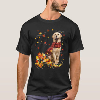 Höstskal Golden Retriever Hund Höst Fallande Löv T Shirt