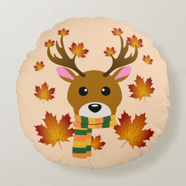 Höstskal Höstslätträd Blad Rund Kudde (Framsidan)