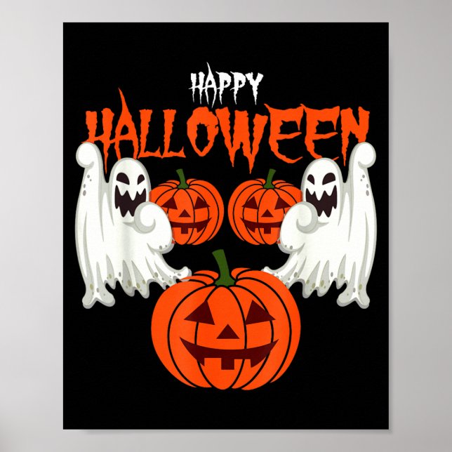 Höstskjorta med pumpa ansikte spöken av hösten  poster (Framsidan)