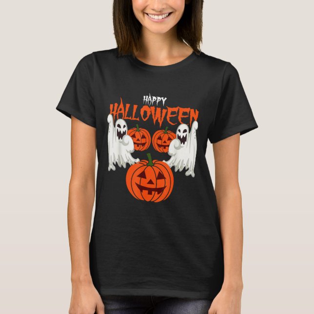 Höstskjorta med pumpa ansikte spöken av hösten  t shirt (Framsida)