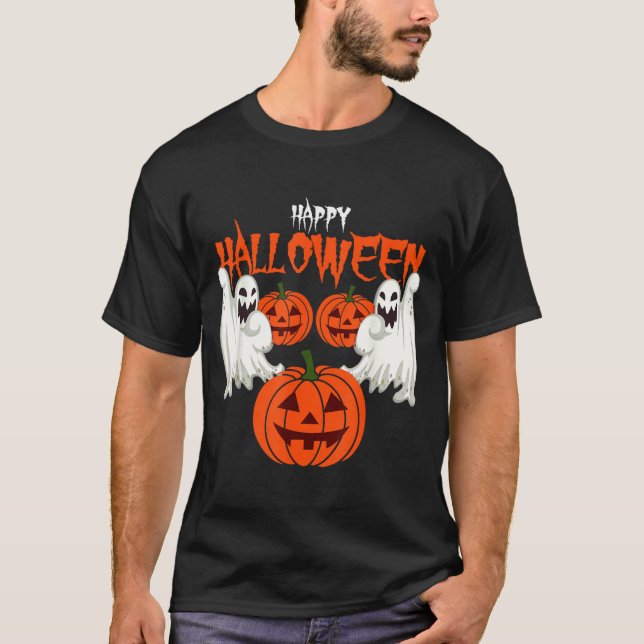Höstskjorta med pumpa ansikte spöken av hösten  t shirt (Framsida)