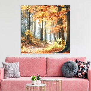 Höstskog för vattenfärg: Vibrant Fall Art Canvastryck