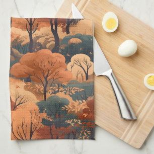 Höstskog i skikt - Rustic Woodland Kökshandduk