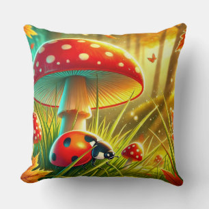 🐞 Höstskog Nyckelpiga & Amanita Scen Kudde