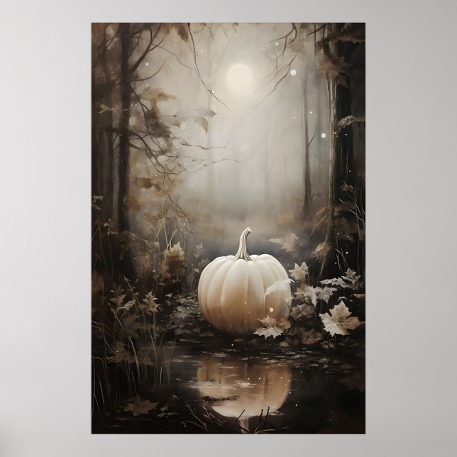 Höstskog Pumpa Tryck, Gotisk Halloween Poster (Framsidan)
