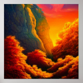 Höstskogen i bergen Poster