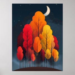 Höstskogen på natten poster