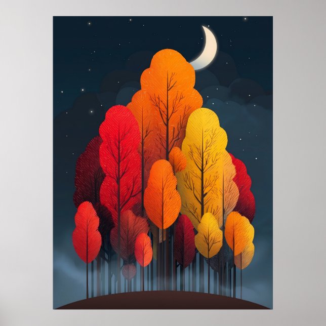 Höstskogen på natten poster (Framsidan)