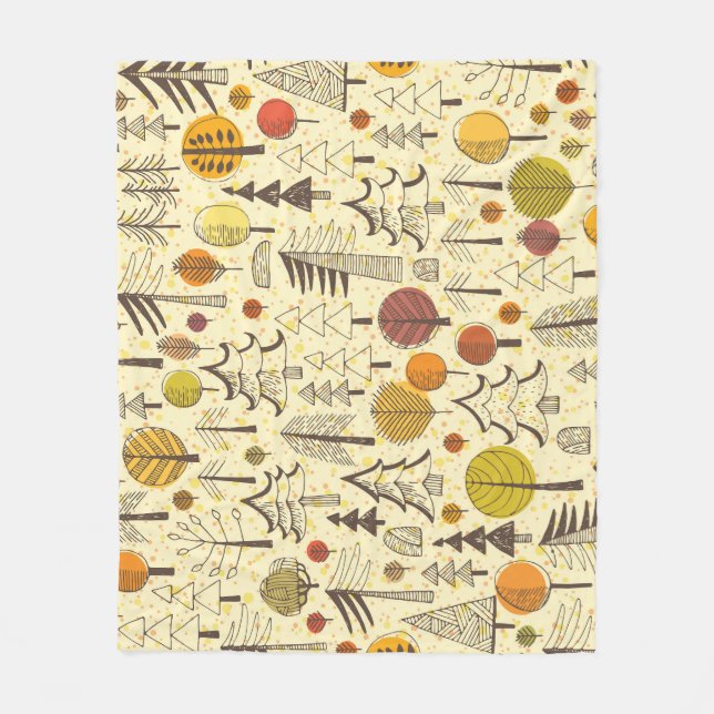 Höstskogen: Sömlös grafik Mönster. Fleecefilt (Framsidan)