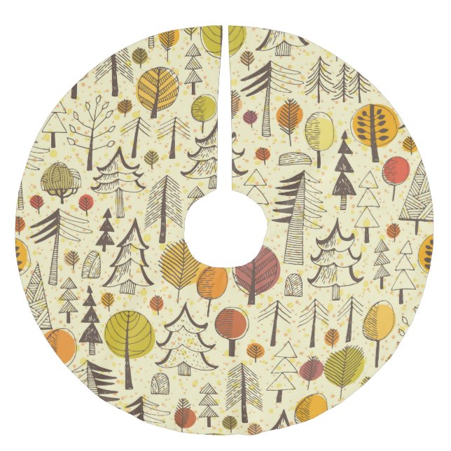 Höstskogen: Sömlös grafik Mönster. Julgransmatta Borstad Polyester (Framsidan)