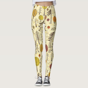Höstskogen: Sömlös grafik Mönster. Leggings