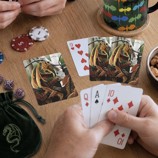 Höstskogs Amberdrake Björkträd Fantasy Kortlek (Skapare uppladdad)