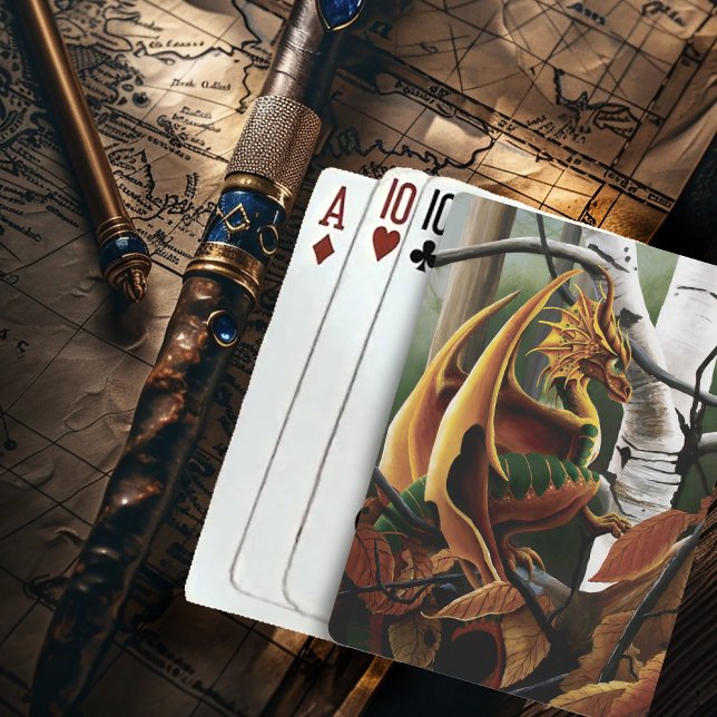 Höstskogs Amberdrake Björkträd Fantasy Kortlek (Skapare uppladdad)