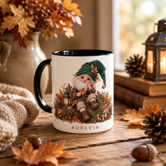 Höstskogs gnome-mugg med löv och ekollon mugg
