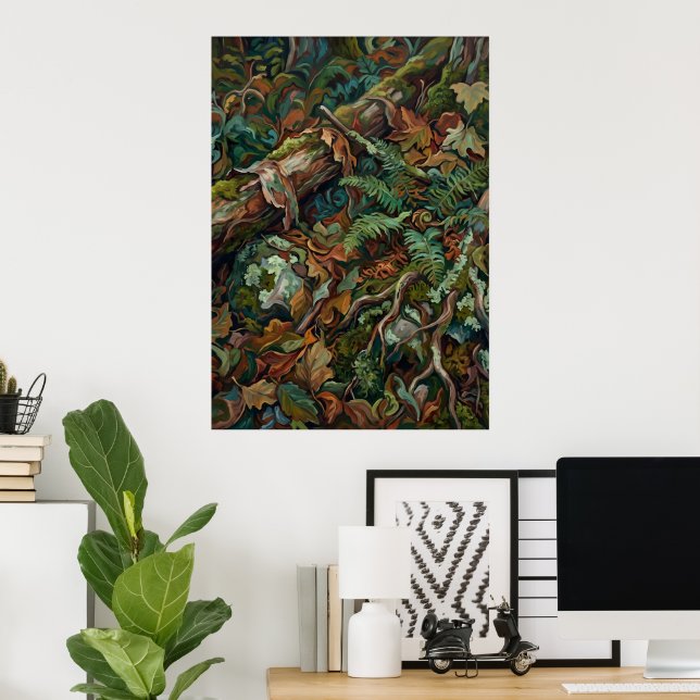 Höstskogs golv lövmönster botanisk konstaffisch poster (Hemmakontoret)