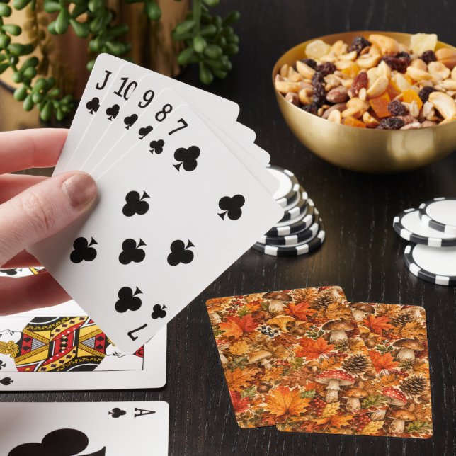 Höstskogs Svampmönster | Mysiga Höstlöv Casinokort (På plats)