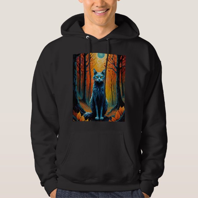 Höstskogskatt med fiery Foliage Hoodie (Framsida)