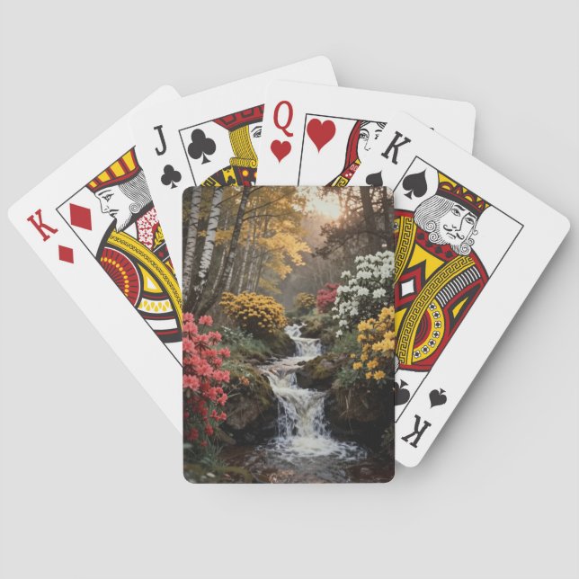 Höstskogslandskap med bäck casinokort (Baksidan)