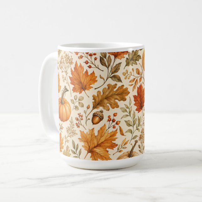 Höstskörd Löv och pumpor Mysig höst  Kaffemugg (Framsida vänster)