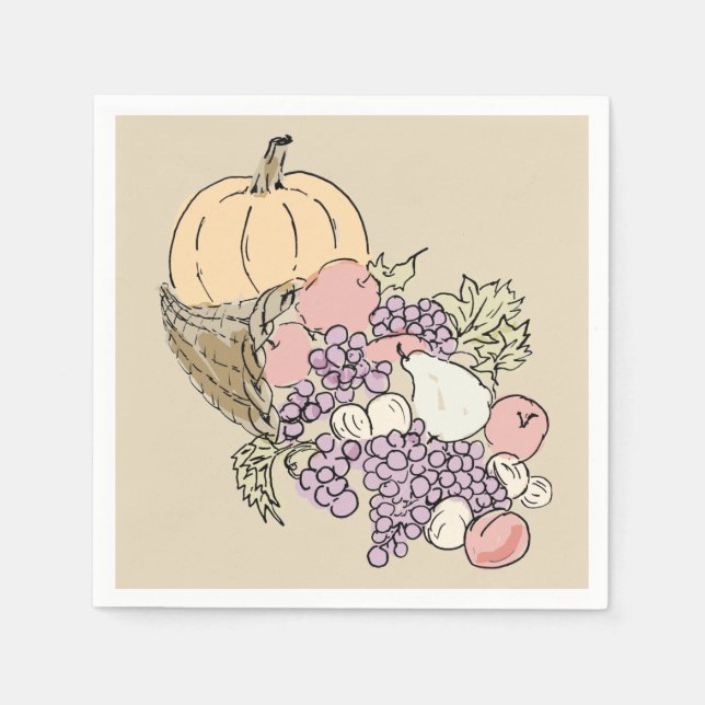 Höstskörd, målning av Thanksgiving Pappersservett (Framsidan)