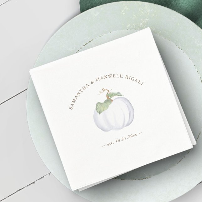 Höstskörd Vit Pumpa Pappersservett (White pumpkin napkins)