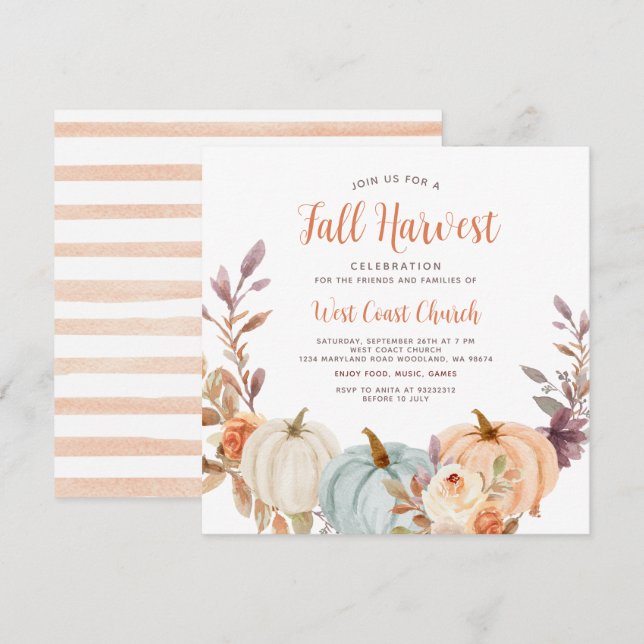 Höstskördefest, höstfest, höstsamkväm  inbjudningar (Fram/baksida)