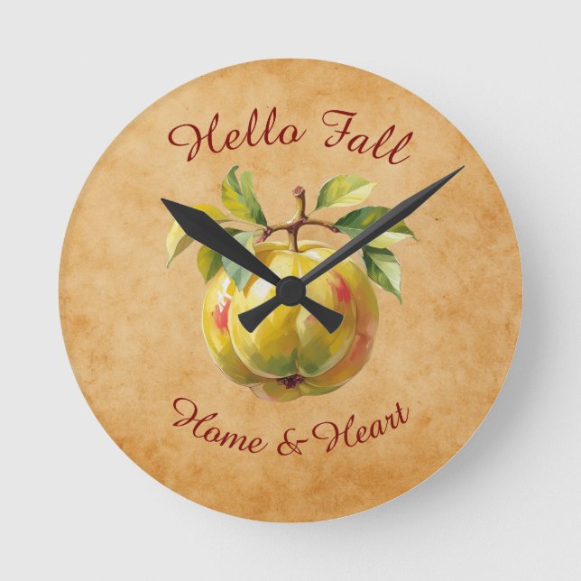 Höstskördekonst med Anpassningsbar Rund Klocka (Framsida)