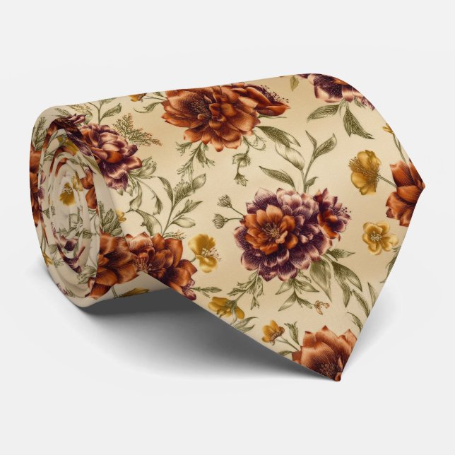 Höstskördens Blommiga Mönster Slips (Rullad)