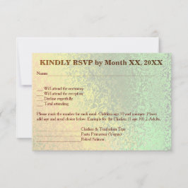 Höstskuggor för Grönt Gult Bröllop Menu OSA Inbjudningar