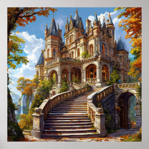 🏰 Höstslott Landskapsvy För Fantasihus Poster