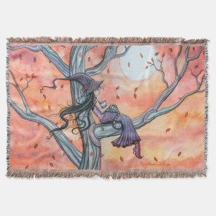 Höstslummer Fantasy Witch Cat Halloween Art Mysfilt