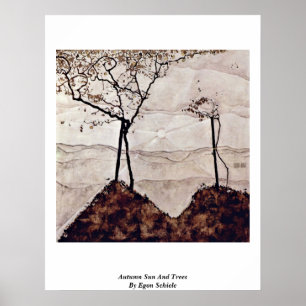 Höstsol och träd av Egon Schiele Poster