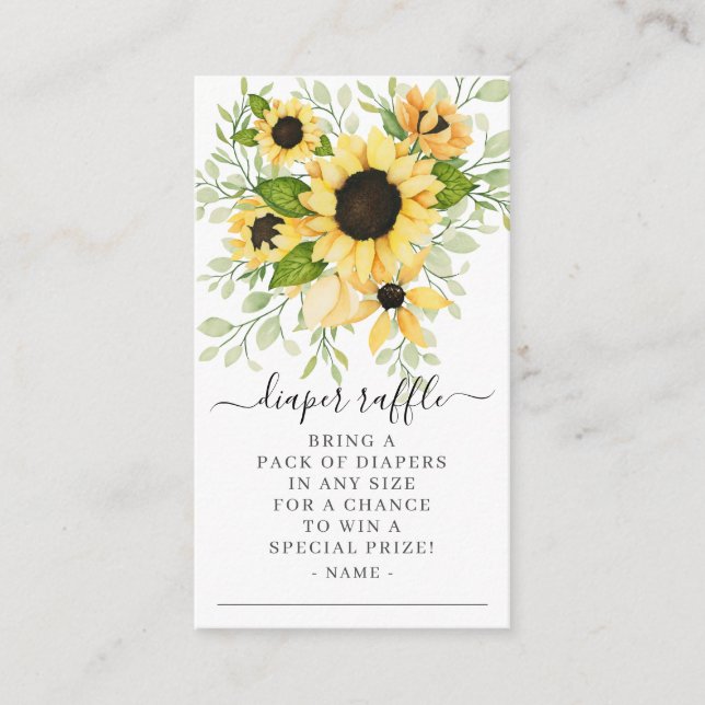 Höstsolros Blommig Bebis Shower Blöja Lotteri Tilläggskort (Framsida)