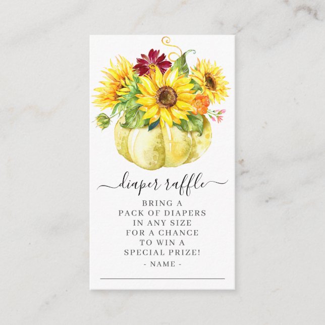 Höstsolrosbabybabybabyskor Diaper Raffle Tilläggskort (Framsida)