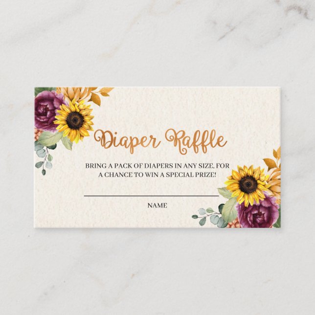 Höstsolrosblommor - blöjblagets- och förslutningsk tilläggskort (Framsida)