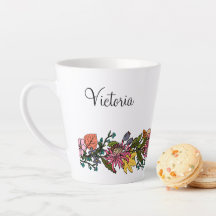 Höstsöt modellhandsritade blommor och löv