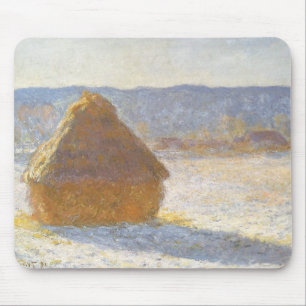 Höststack på morgonen, Snöeffekt av Claude Monet Musmatta